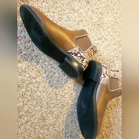 Brown Animal Print Ankle Boots - Picture 4 of 5